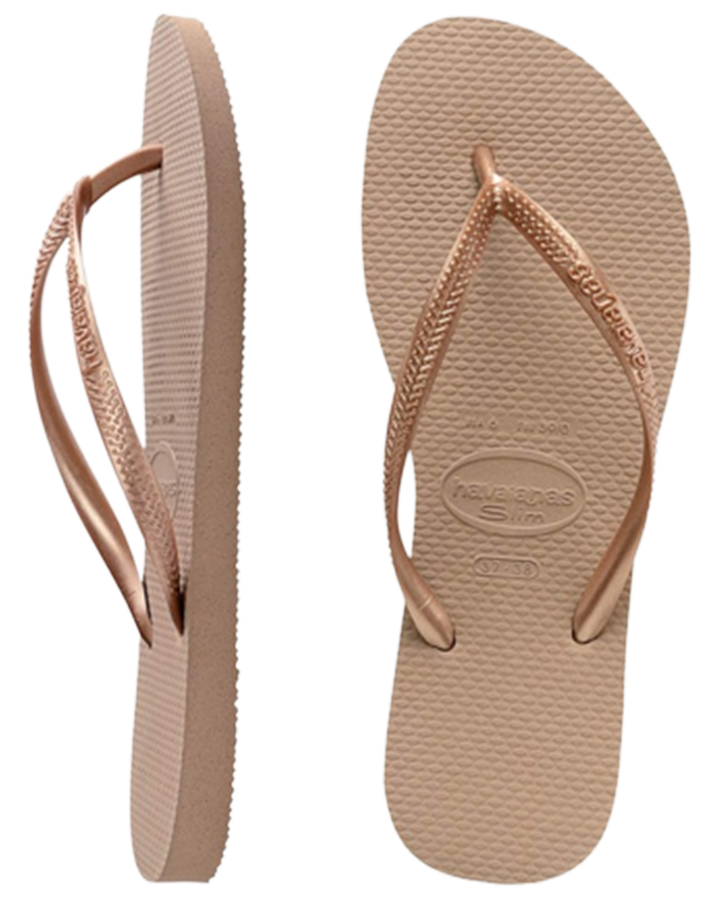 Havaianas Slim Metallic Womens Thongs Rose Gold Thongs Womens