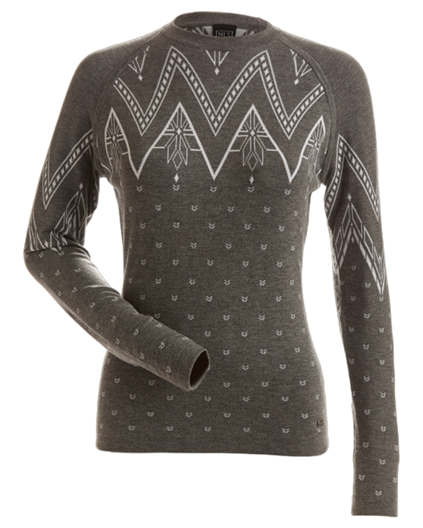 Nils Mikaela Women's Base Layer Knit Top - Graphite/Heather White Thermals - Trojan Wake Ski Snow