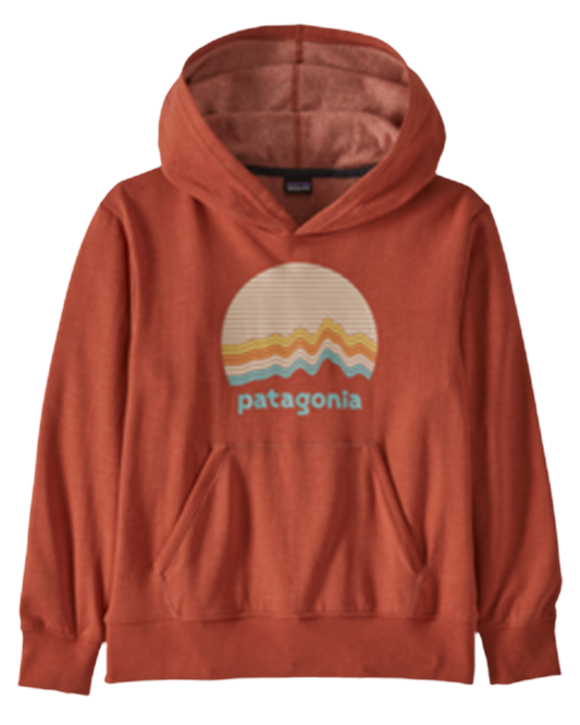 Patagonia Kids' Light Weight Graphic Hoody Sweatshirt - Ridge Rise Moonlight: Burl Red Hoodies & Sweatshirts - Trojan Wake Ski Snow