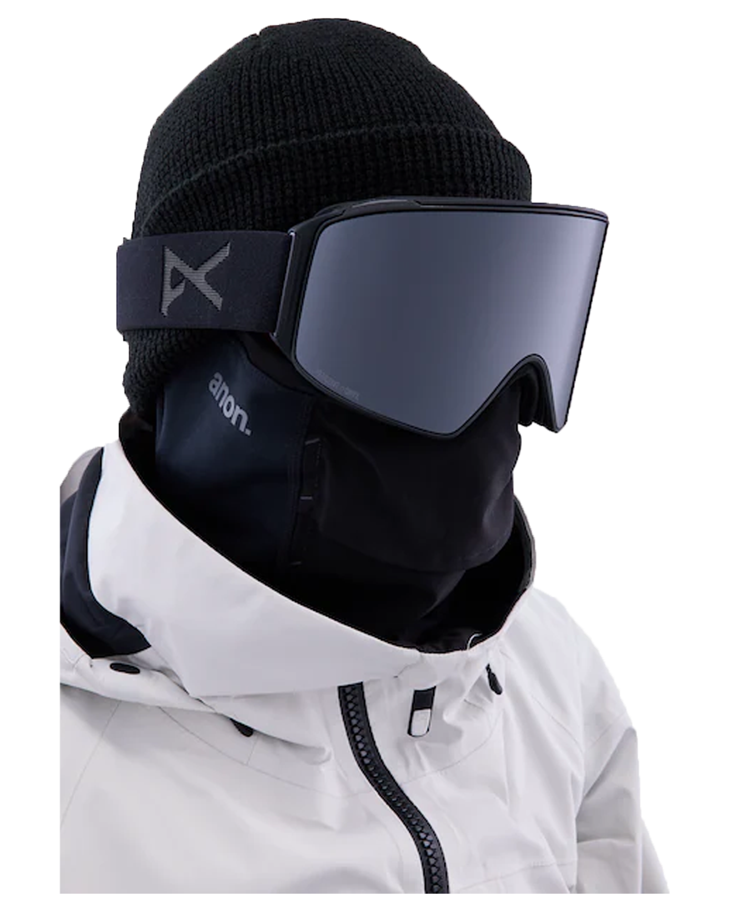 Anon M4 Cylindrical Low Bridge Snow Goggles + Bonus Lens + Mfi® Face Mask - Smoke/Perceive Sunny Onyx Lens Snow Goggles - Trojan Wake Ski Snow