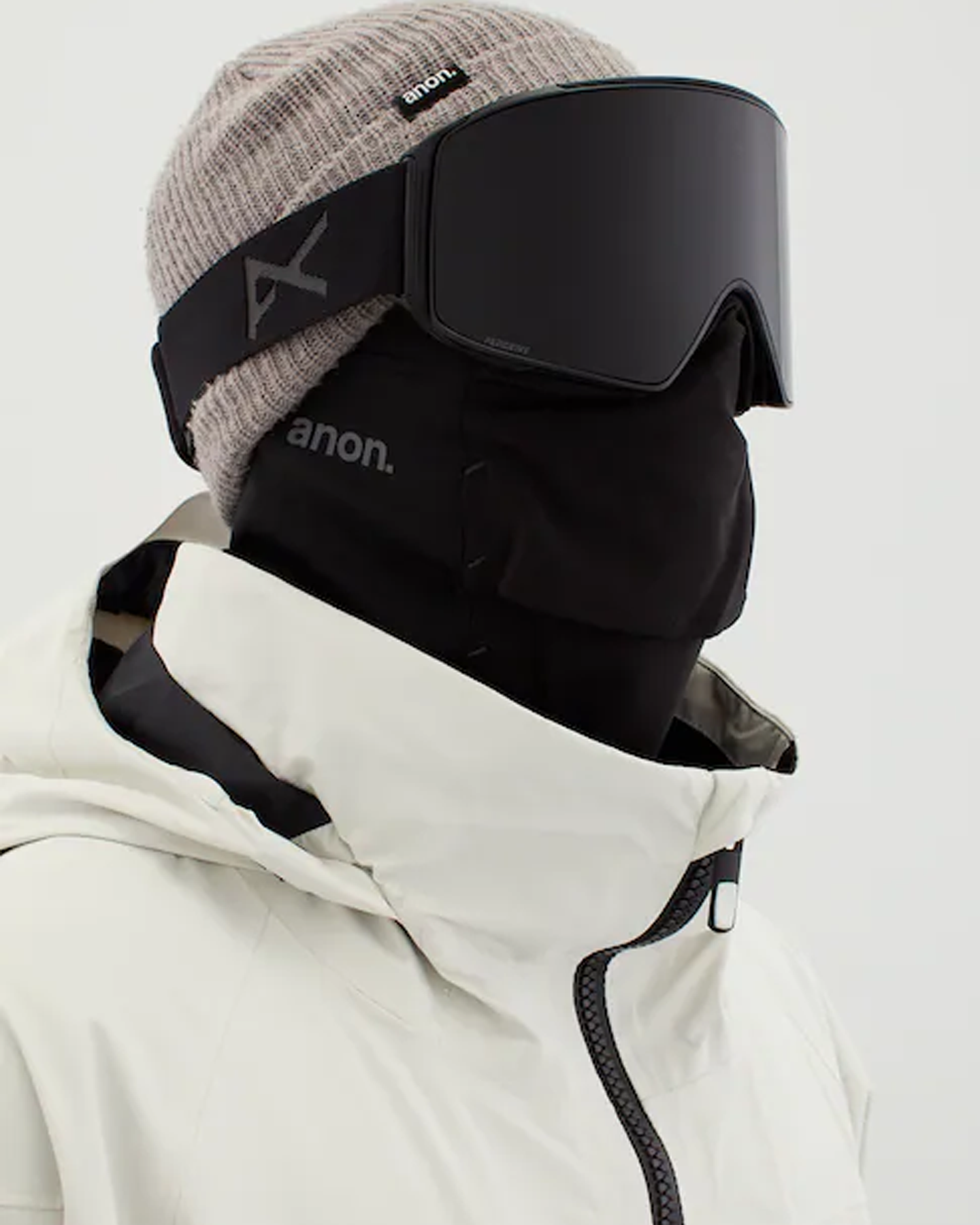 Anon M4 Cylindrical Low Bridge Snow Goggles + Bonus Lens + Mfi® Face Mask - Smoke/Perceive Sunny Onyx Lens Snow Goggles - Trojan Wake Ski Snow