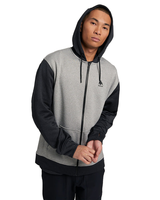 Burton Men's Burton Oak Full-Zip Hoodie - Gray Heather/True Black Hoodies & Sweatshirts - Trojan Wake Ski Snow