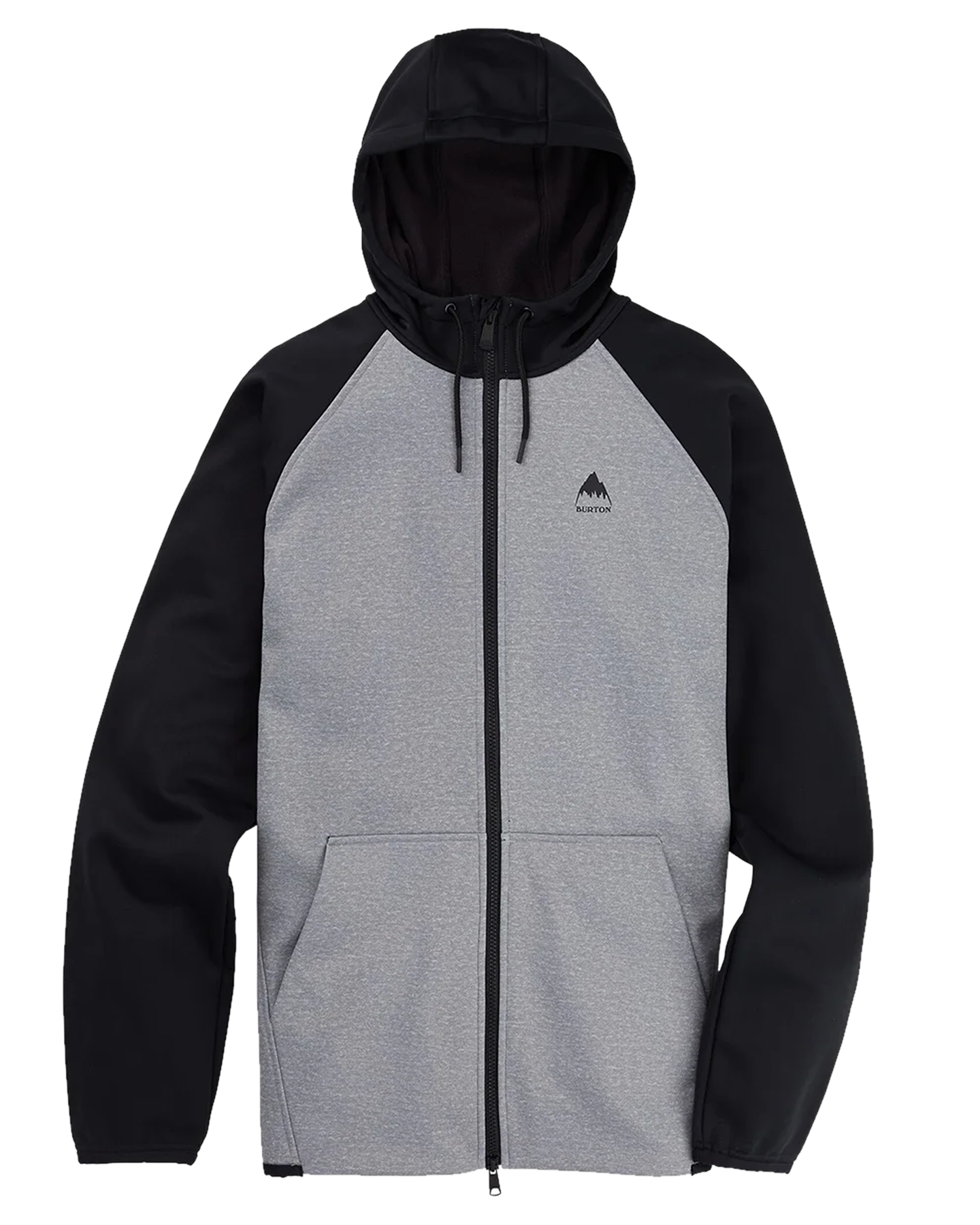 Burton Men's Crown Weatherproof Full-Zip Fleece - Gray Heather/True Black Hoodies & Sweatshirts - Trojan Wake Ski Snow