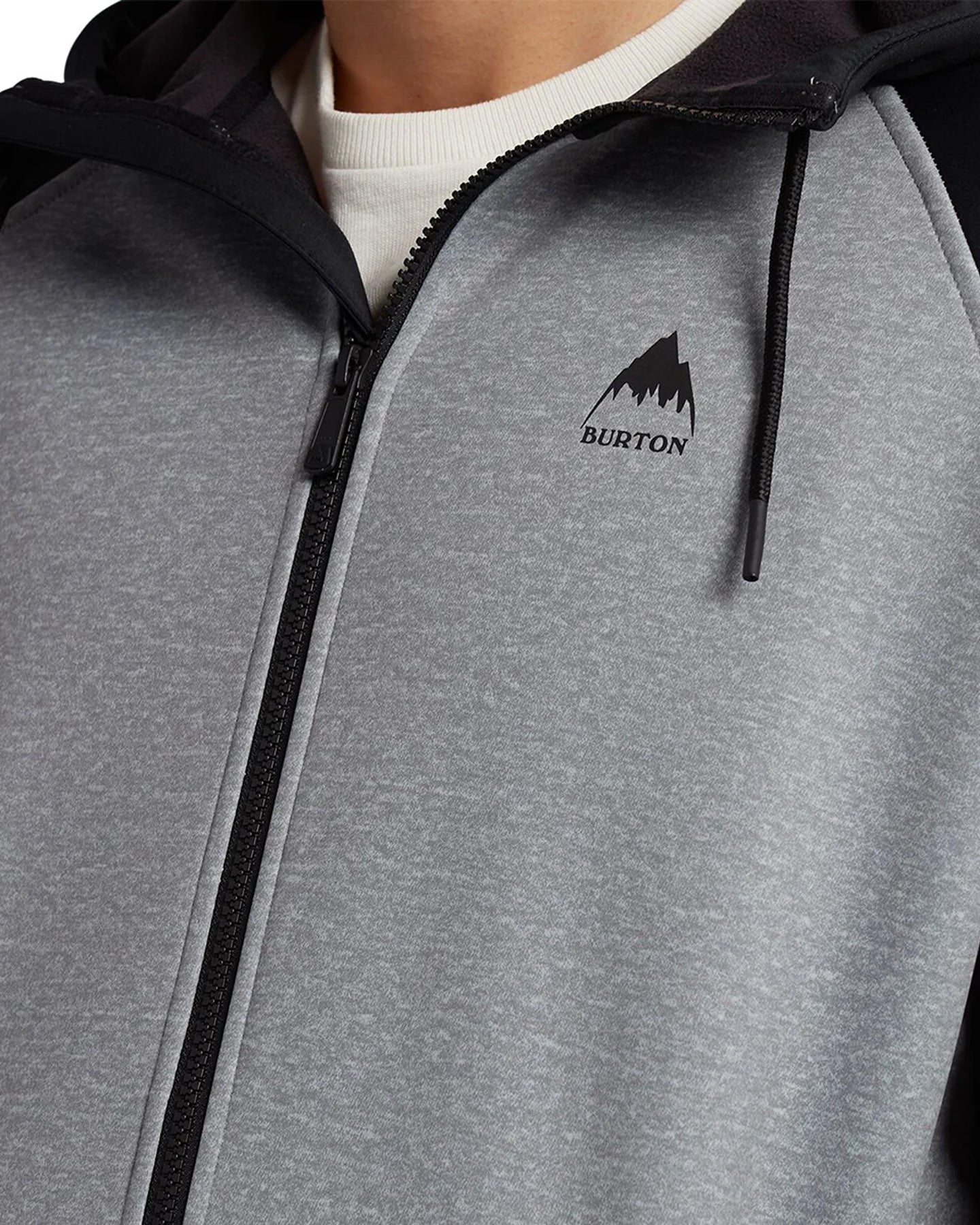 Burton Men's Crown Weatherproof Full-Zip Fleece - Gray Heather/True Black Hoodies & Sweatshirts - Trojan Wake Ski Snow