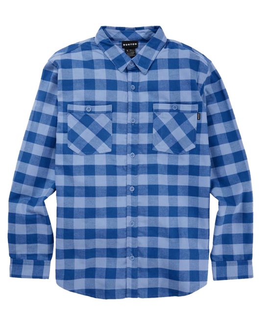 Burton Men's Favorite Long Sleeve Flannel - Slate Blue Buffalo Plaid Shirts & Tops - Trojan Wake Ski Snow