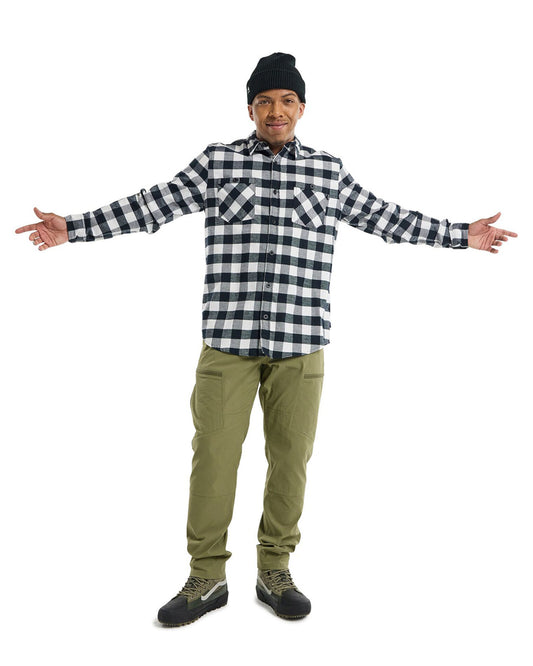 Burton Men's Favorite Long Sleeve Flannel - Stout White Buffalo Plaid Shirts & Tops - Trojan Wake Ski Snow