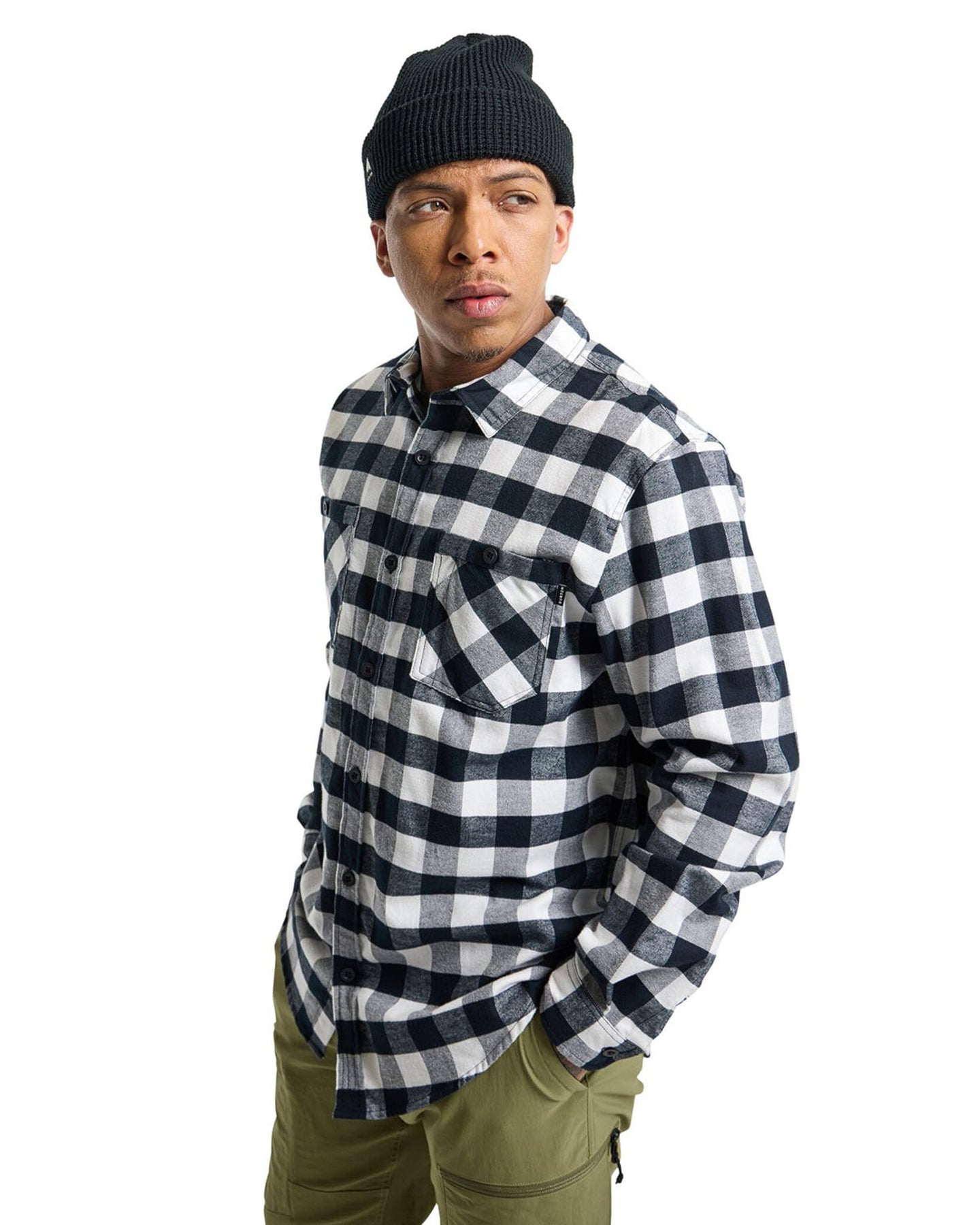 Burton Men's Favorite Long Sleeve Flannel - Stout White Buffalo Plaid Shirts & Tops - Trojan Wake Ski Snow