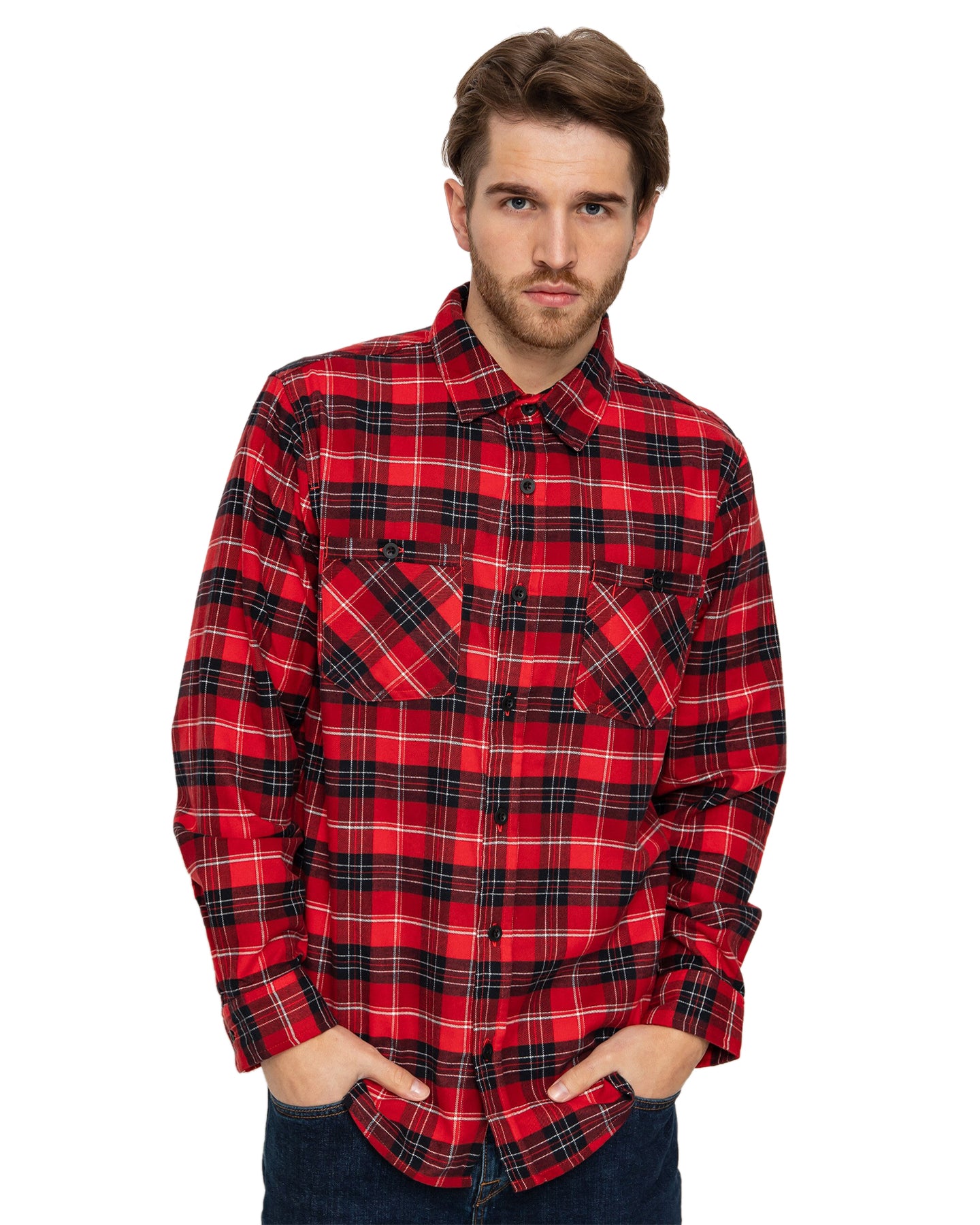 Burton Men's Favorite Long Sleeve Flannel - Tomato Bradley Plaid Shirts & Tops - Trojan Wake Ski Snow