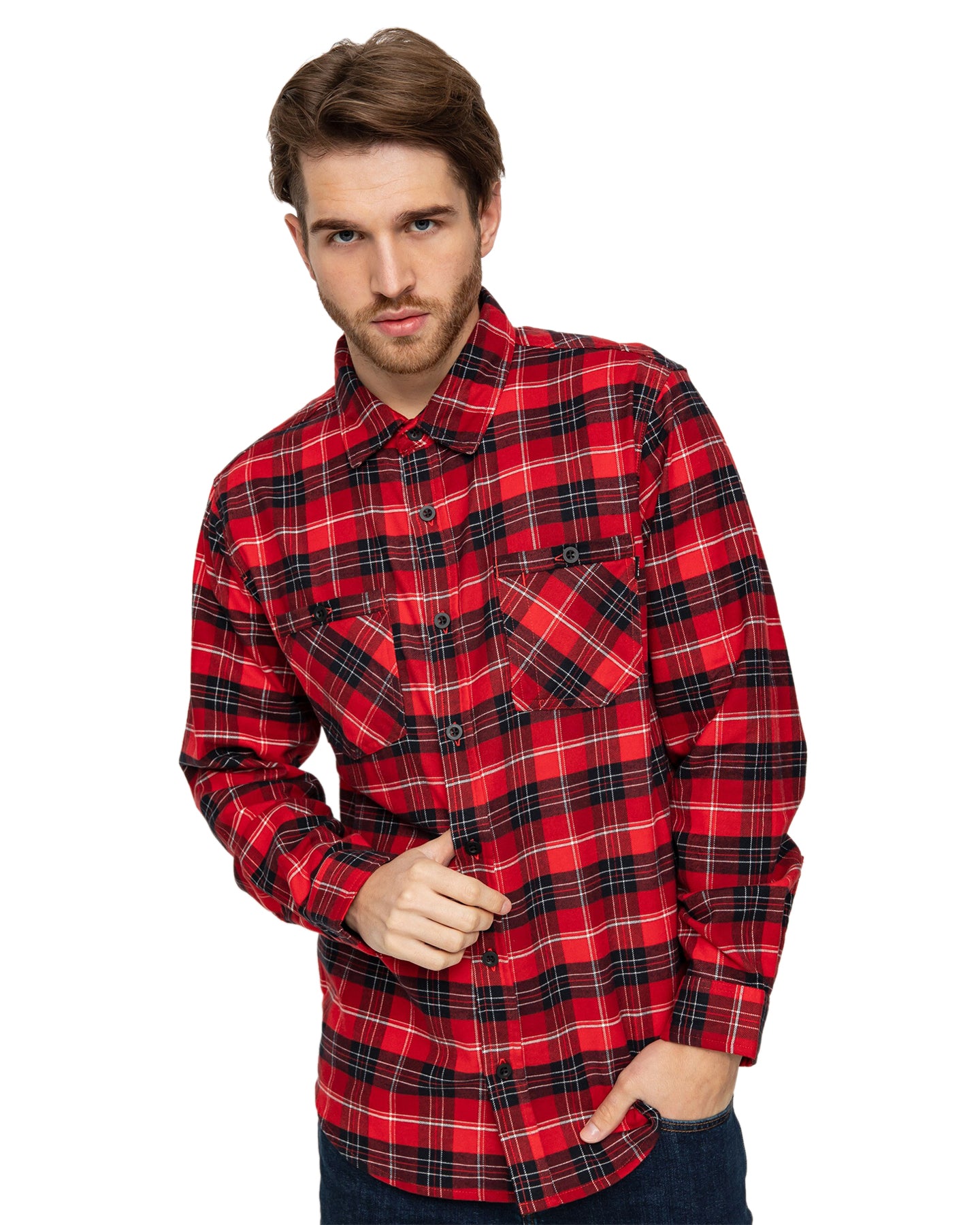 Burton Men's Favorite Long Sleeve Flannel - Tomato Bradley Plaid Shirts & Tops - Trojan Wake Ski Snow