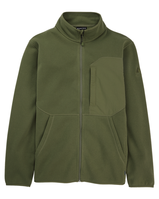 Burton Men's Runin Full-Zip Fleece - Forest Moss Jackets - Trojan Wake Ski Snow