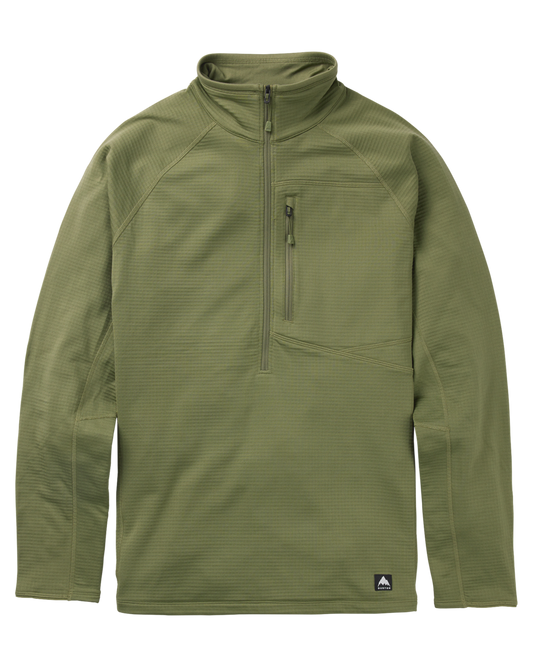 Burton Men's Stockrun Grid Half-Zip Fleece - Forest Moss Hoodies & Sweatshirts - Trojan Wake Ski Snow