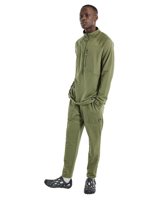 Burton Men's Stockrun Grid Half-Zip Fleece - Forest Moss Hoodies & Sweatshirts - Trojan Wake Ski Snow