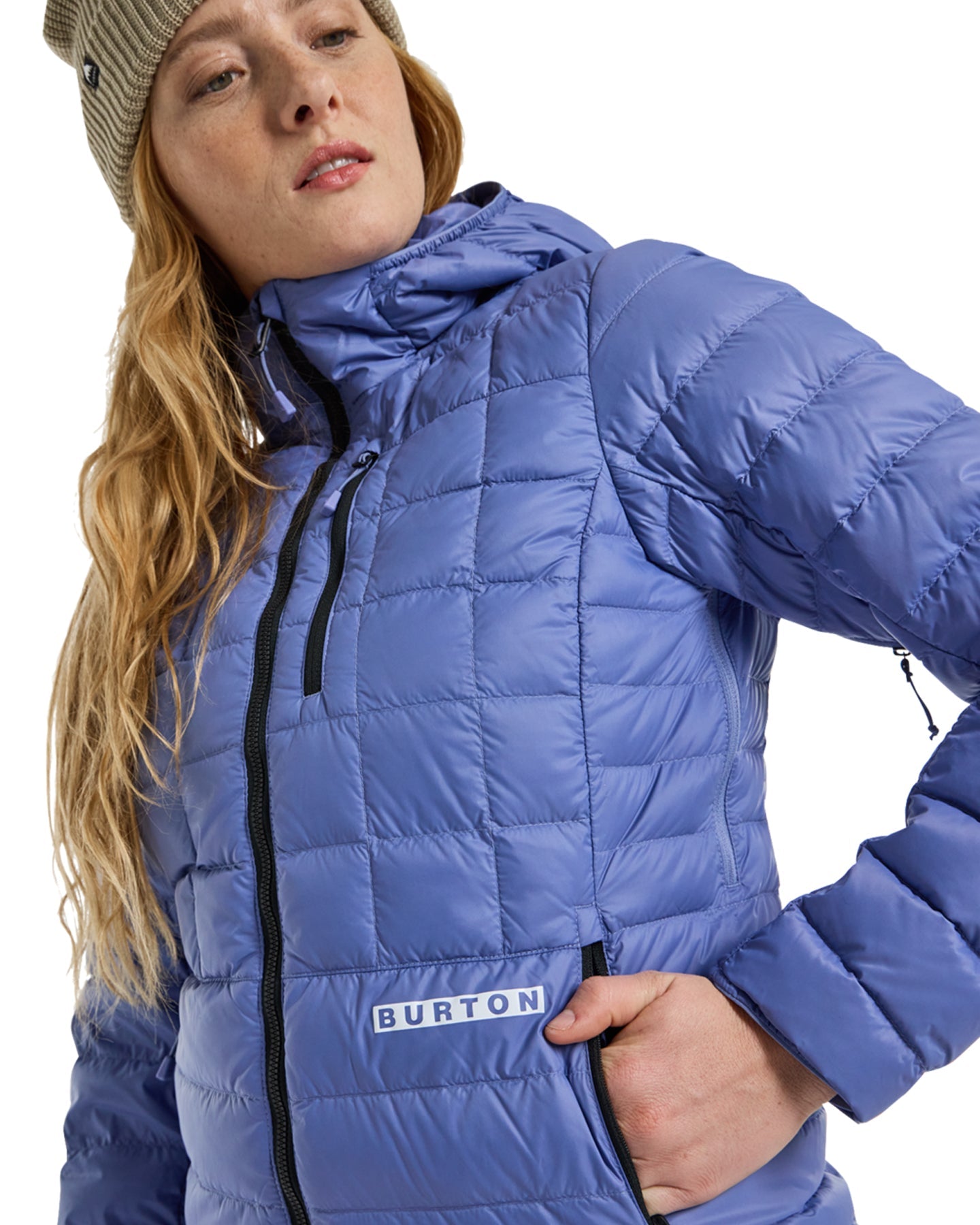 Burton Women's Mid-Heat Hooded Down Insulated Jacket - Slate Blue Jackets - Trojan Wake Ski Snow