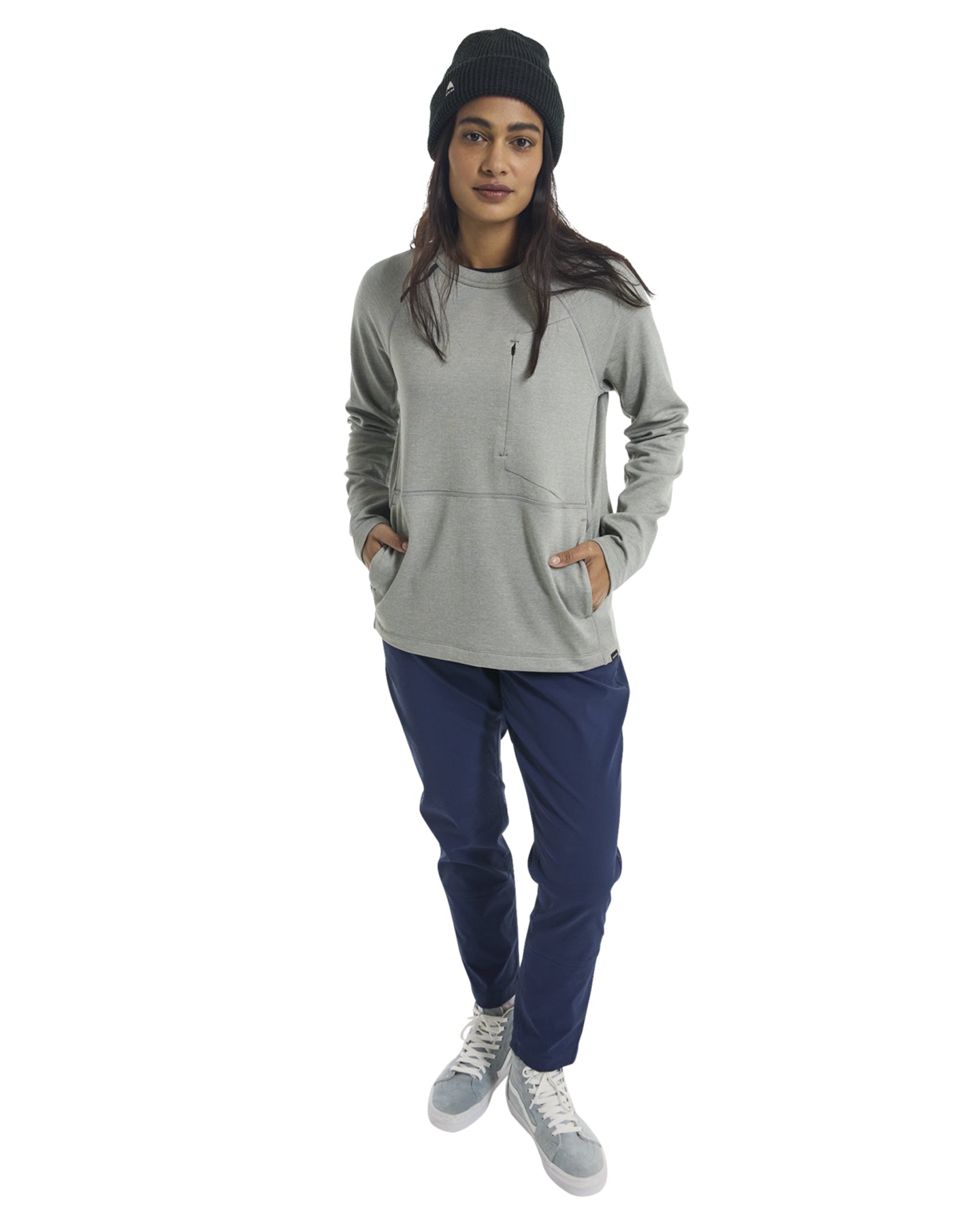 Burton Women's Multipath Grid Crewneck Fleece - Sharkskin Hoodies & Sweatshirts - Trojan Wake Ski Snow