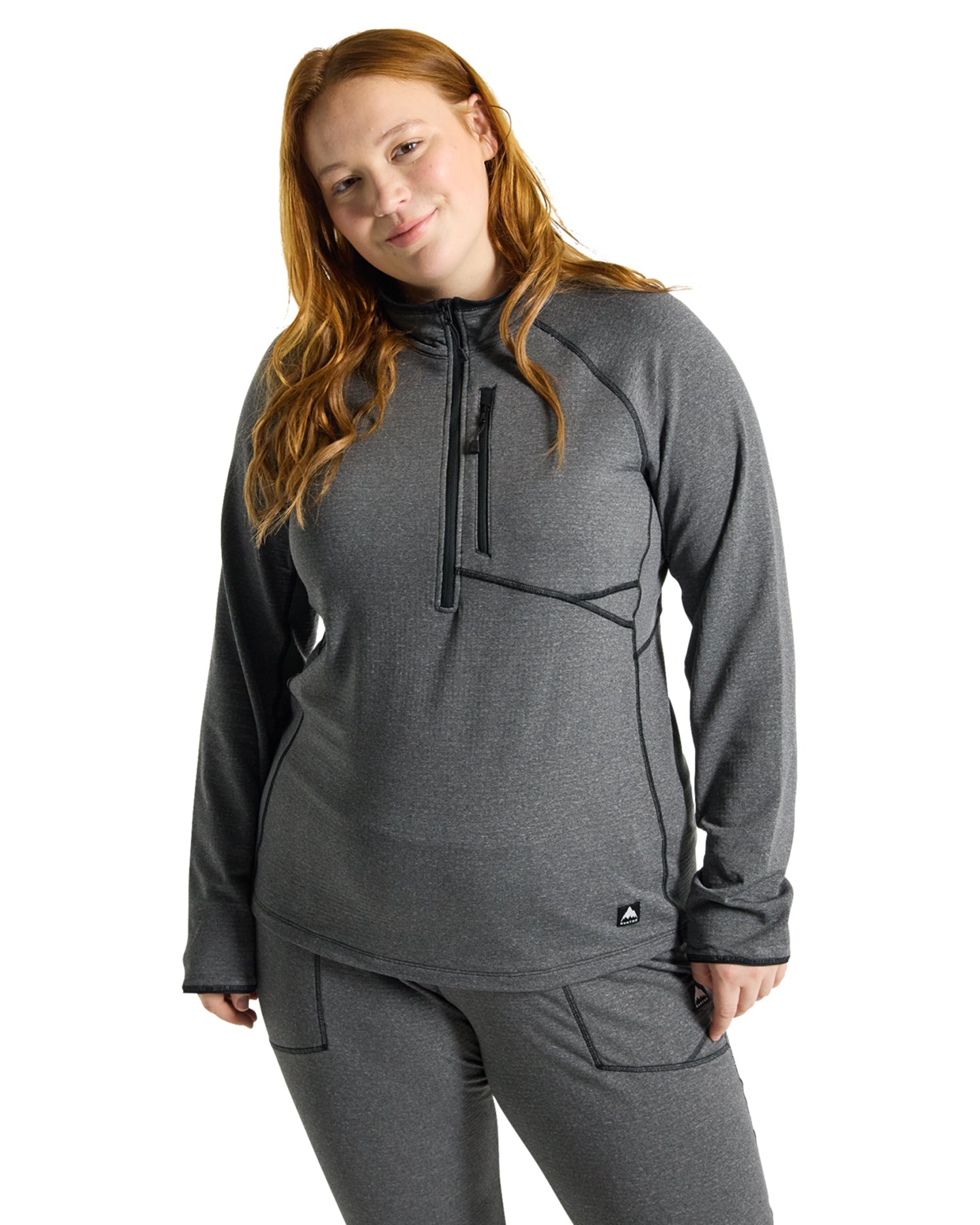 Burton Women's Stockrun Grid Half-Zip Fleece - True Black Hoodies & Sweatshirts - Trojan Wake Ski Snow