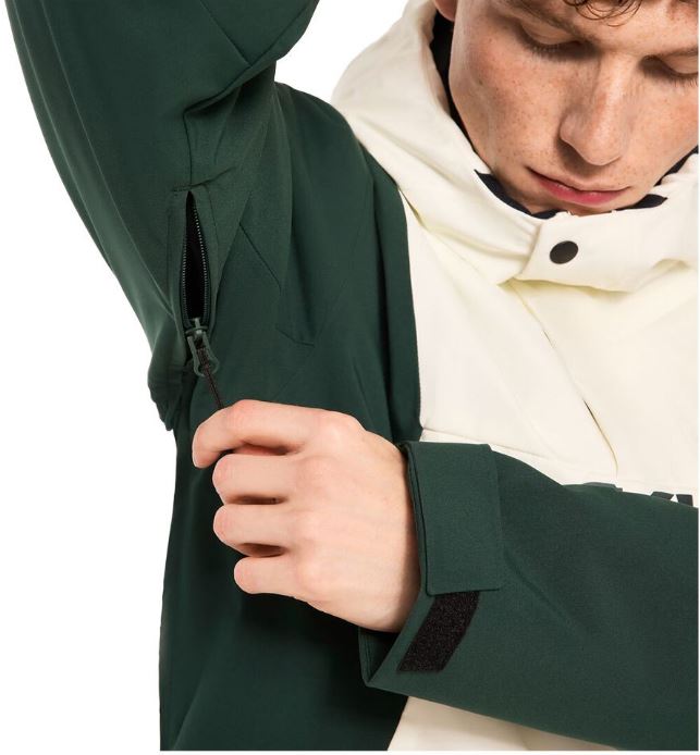 Oakley TNP TBT Insulated Anorak Snow Jacket - Arctic White/Hunter Green- 2024 Snow Jackets - Trojan Wake Ski Snow