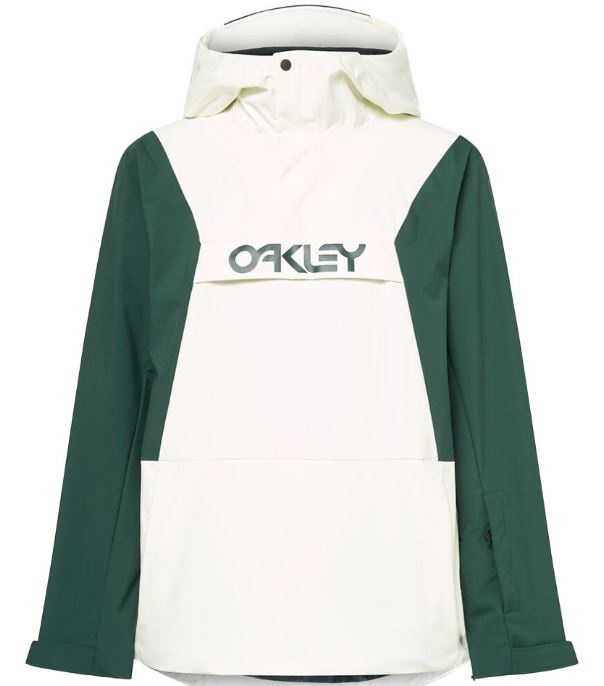 Oakley TNP TBT Insulated Anorak Snow Jacket - Arctic White/Hunter Green- 2024 Snow Jackets - Trojan Wake Ski Snow