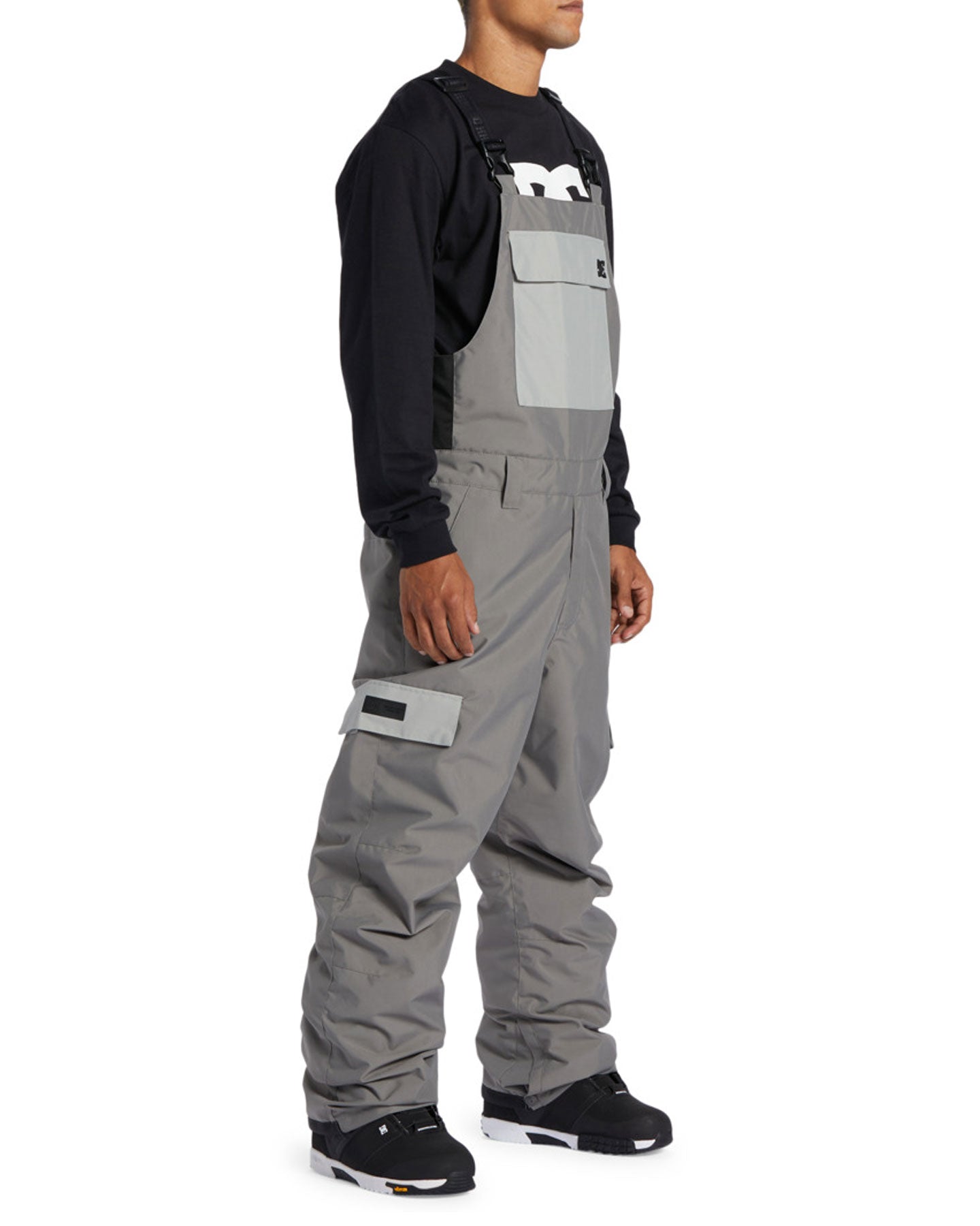 DC Docile Technical Snow Bib Pants - Pewter Snow Bibs - Trojan Wake Ski Snow