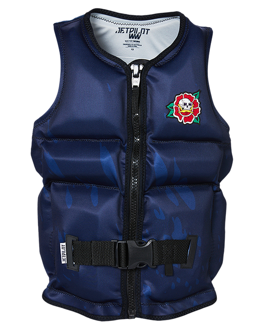 Jetpilot X1 Boys Youth Neo Vest Sub - Navy - 2023 Life Jackets - Trojan Wake Ski Snow