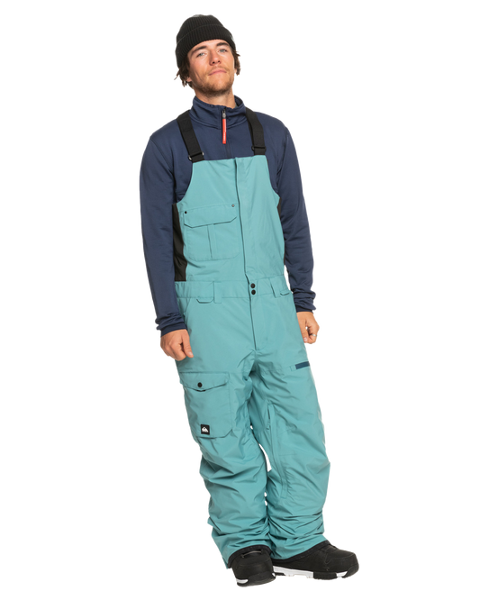 Quiksilver Men's Utility Technical Snow Bib Pants - Brittany Blue Snow Bibs - Trojan Wake Ski Snow