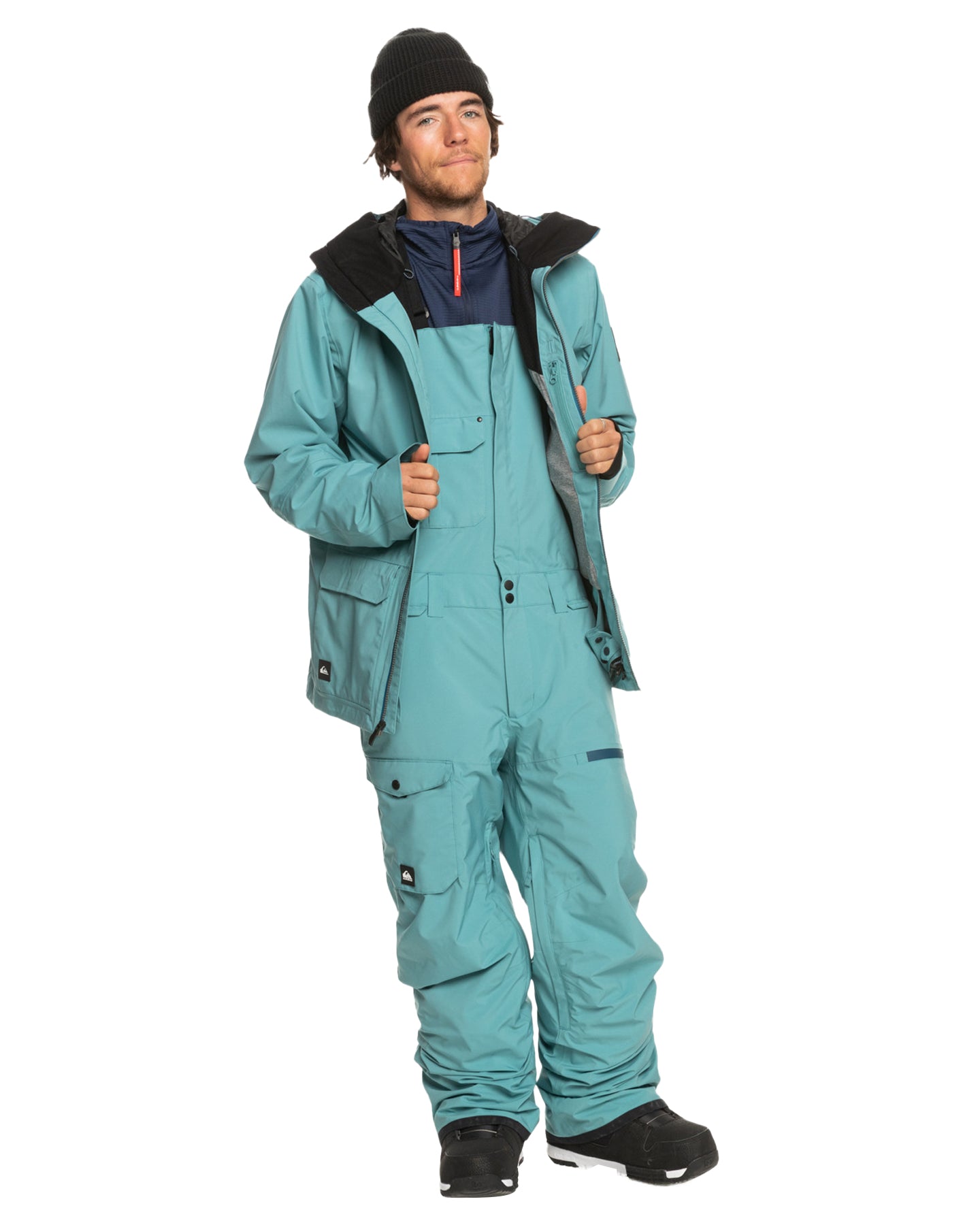 Quiksilver Men's Utility Technical Snow Bib Pants - Brittany Blue Snow Bibs - Trojan Wake Ski Snow