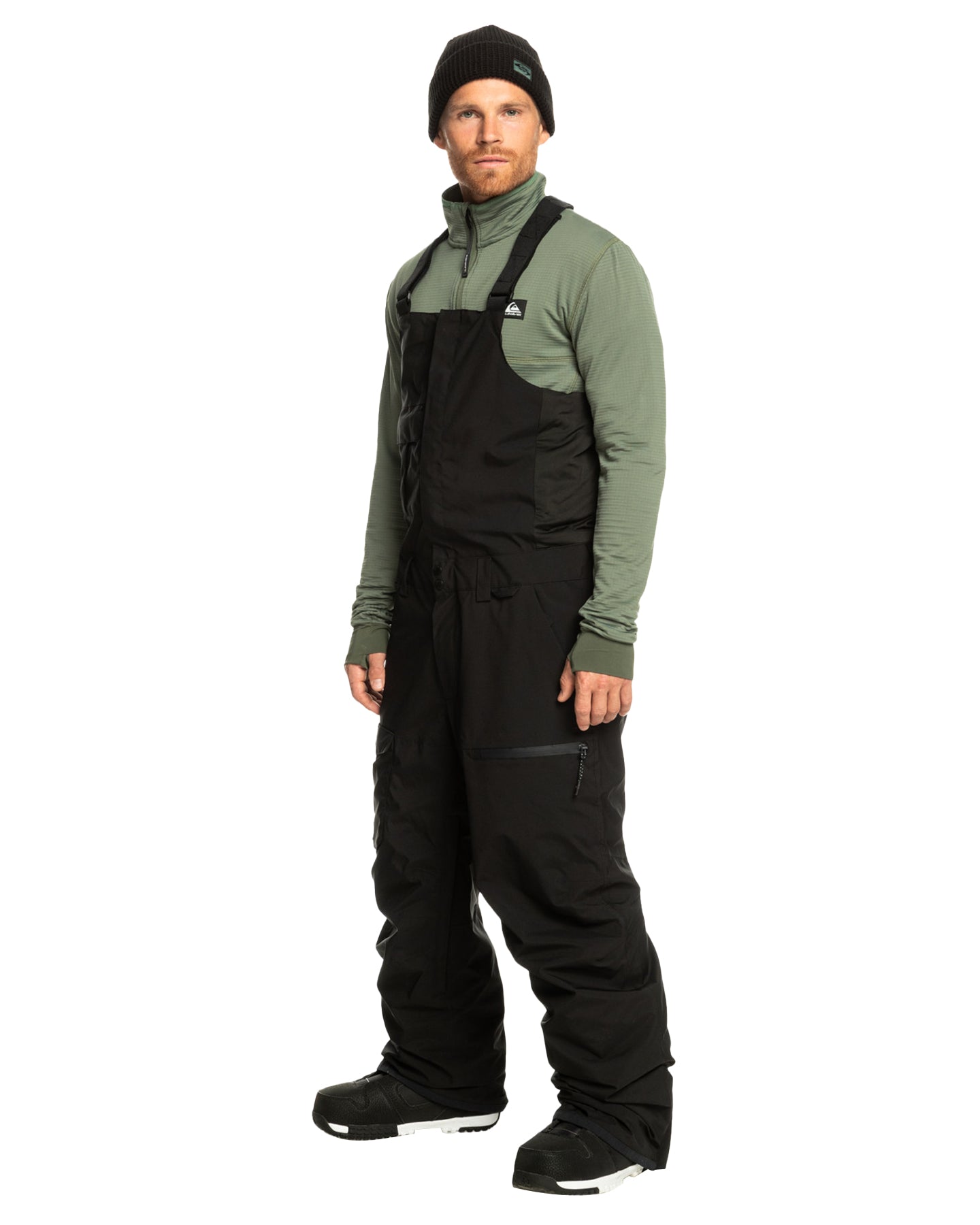 Quiksilver Men's Utility Technical Snow Bib Pants - True Black Snow Bibs - Trojan Wake Ski Snow