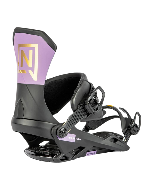 Nitro Team Pro Snowboard Bindings - Pro Purple-Black-Gold - 2024 Snowboard Bindings - Trojan Wake Ski Snow