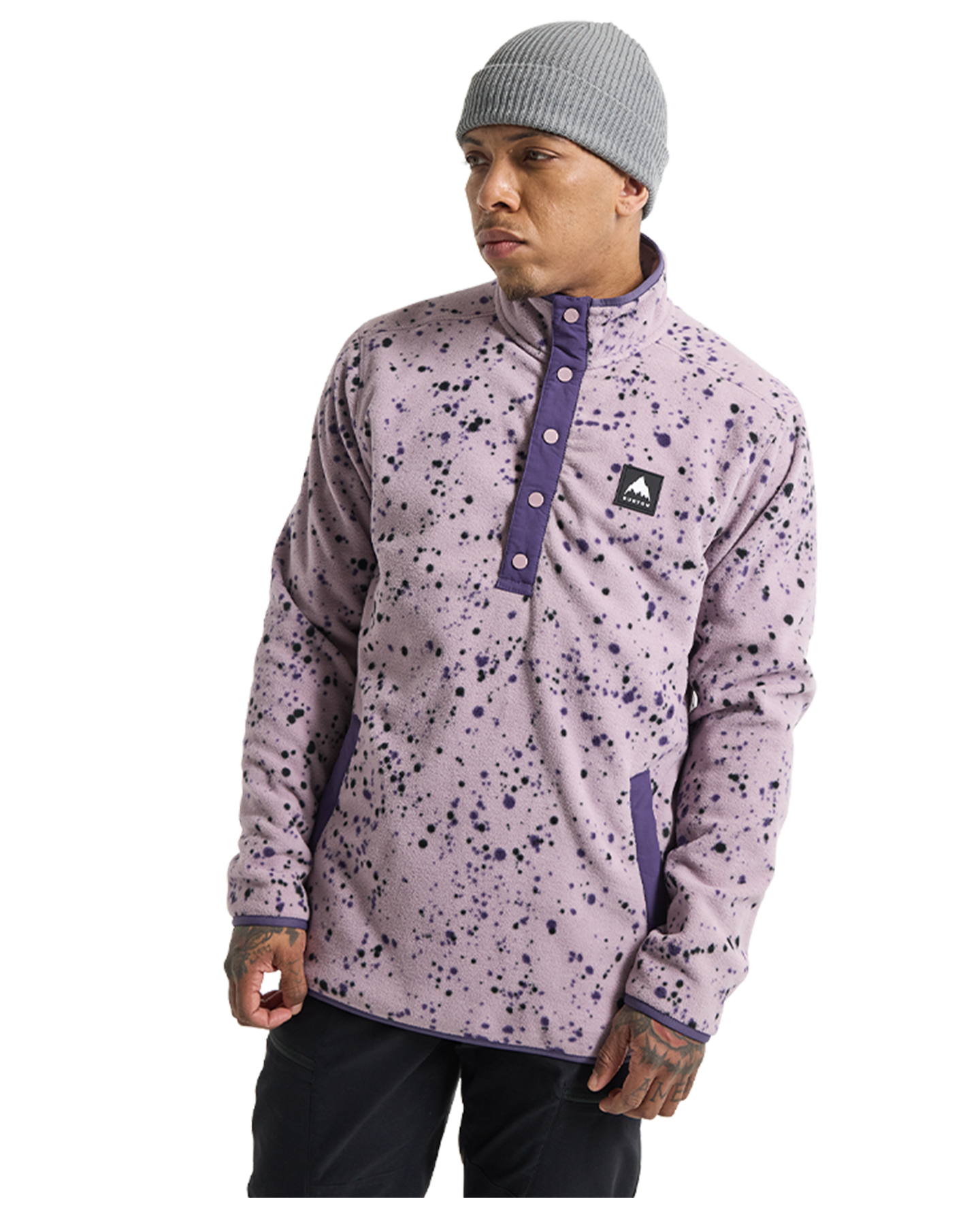 Burton Hearth Fleece Pullover - Elderberry Spatter - 2023 Hoodies & Sweatshirts - Trojan Wake Ski Snow