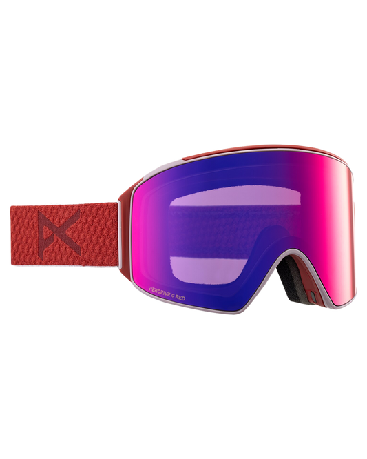 Anon M4 Cylindrical Low Bridge Snow Goggles + Bonus Lens + Mfi® Face Mask - Mars/Perceive Sunny Red Lens Snow Goggles - Trojan Wake Ski Snow