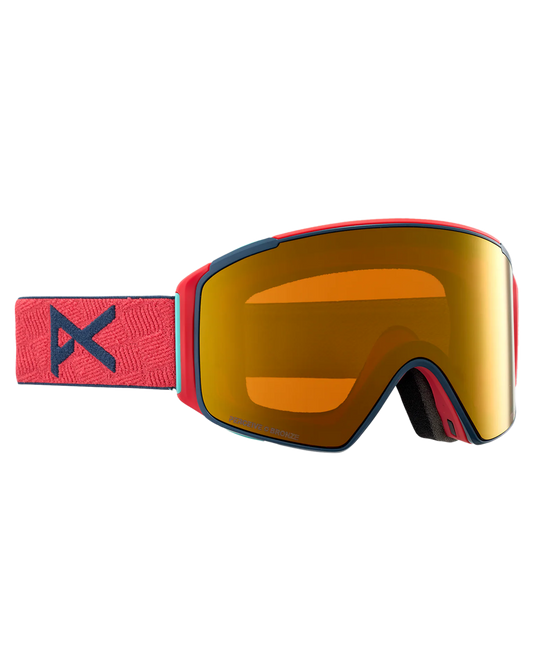 Anon M4S Cylindrical Snow Goggles + Bonus Lens + Mfi® Face Mask - Coral/Perceive Sunny Bronze Lens Snow Goggles - Trojan Wake Ski Snow