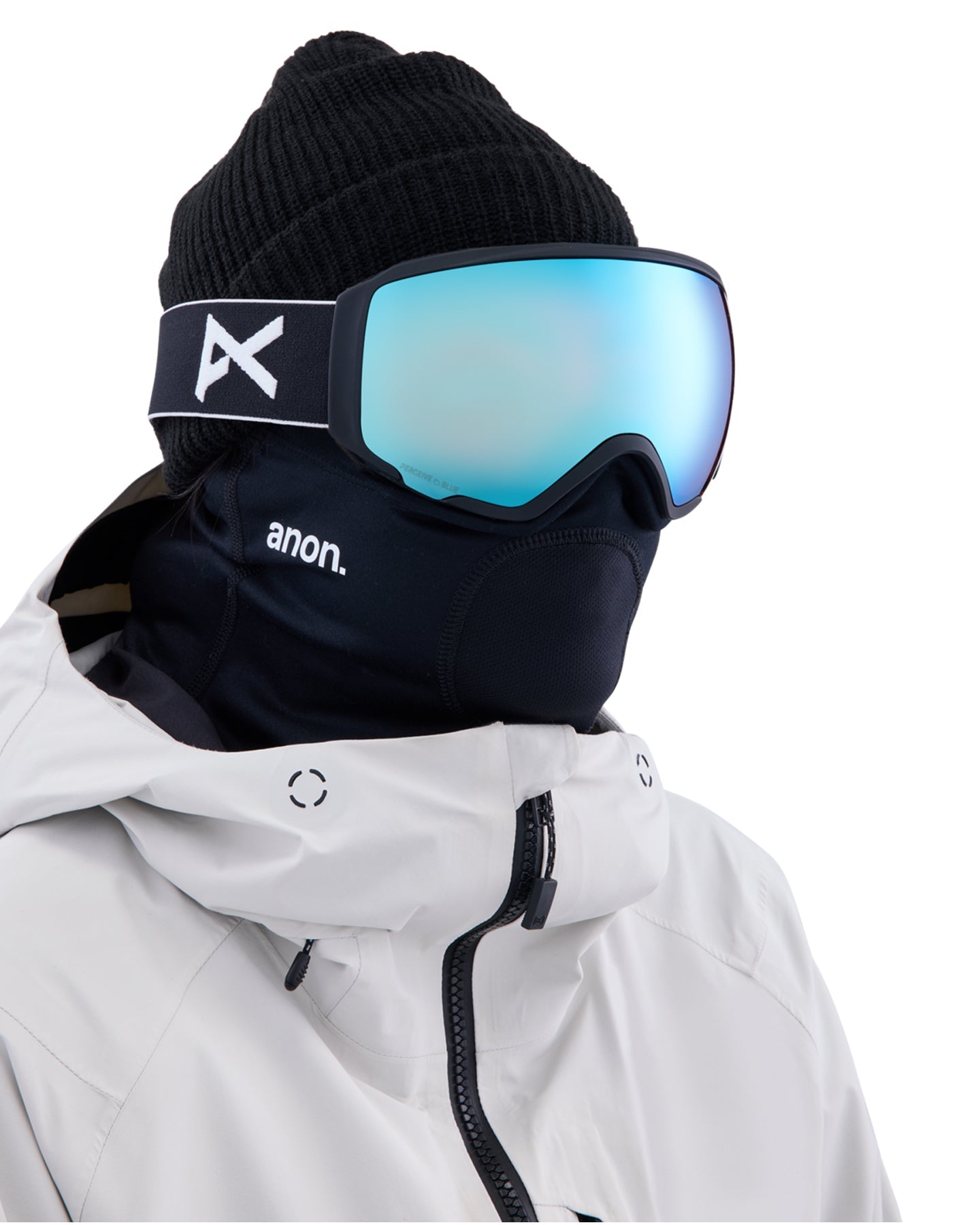 Anon WM1 Low Bridge Fit Snow Goggles + Bonus Lens + MFI - Black / Perceive Variable Blue Snow Goggles - Trojan Wake Ski Snow