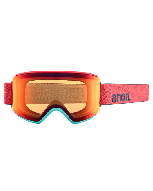 Anon Women's M3 Snow Goggles + Bonus Lens + Mfi® Face Mask - Coral/Perceive Sunny Bronze Lens Snow Goggles - Trojan Wake Ski Snow