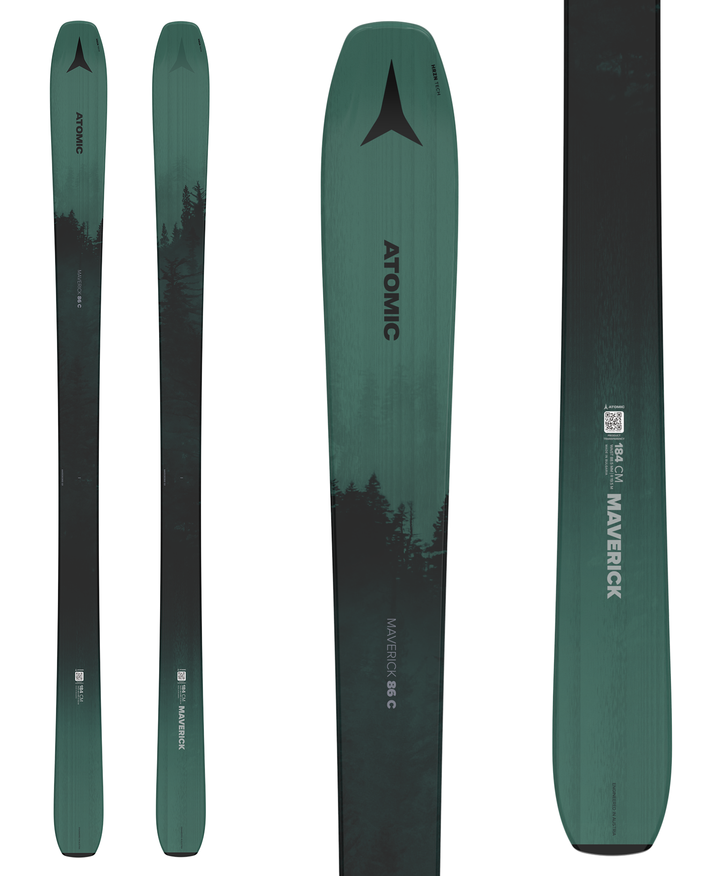 Atomic Maverick 86 C Women's Snow Skis - Dark Green/Black - 2025 Snow Skis - Trojan Wake Ski Snow