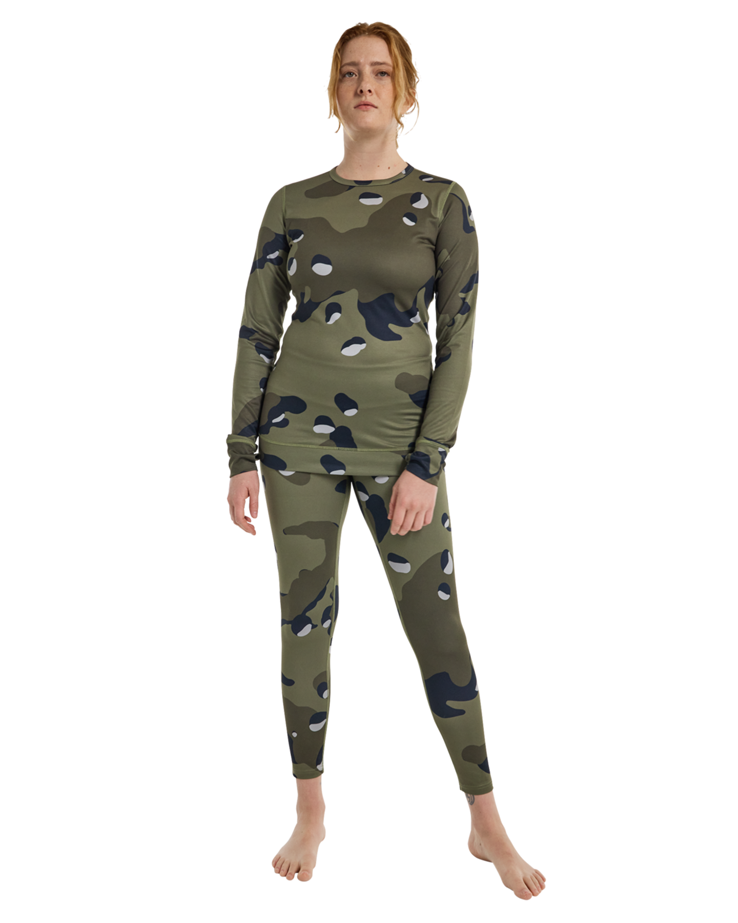 Burton Women's Midweight Base Layer Pants - Forest Moss Cookie Camo Thermals - Trojan Wake Ski Snow