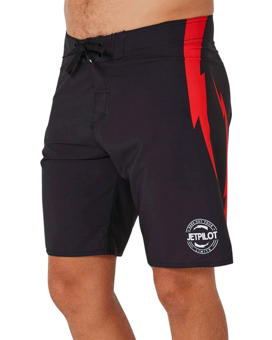 Jetpilot Bolts Men's Rideshort - Black/Red - 2024 Wetsuit Shorts - Trojan Wake Ski Snow