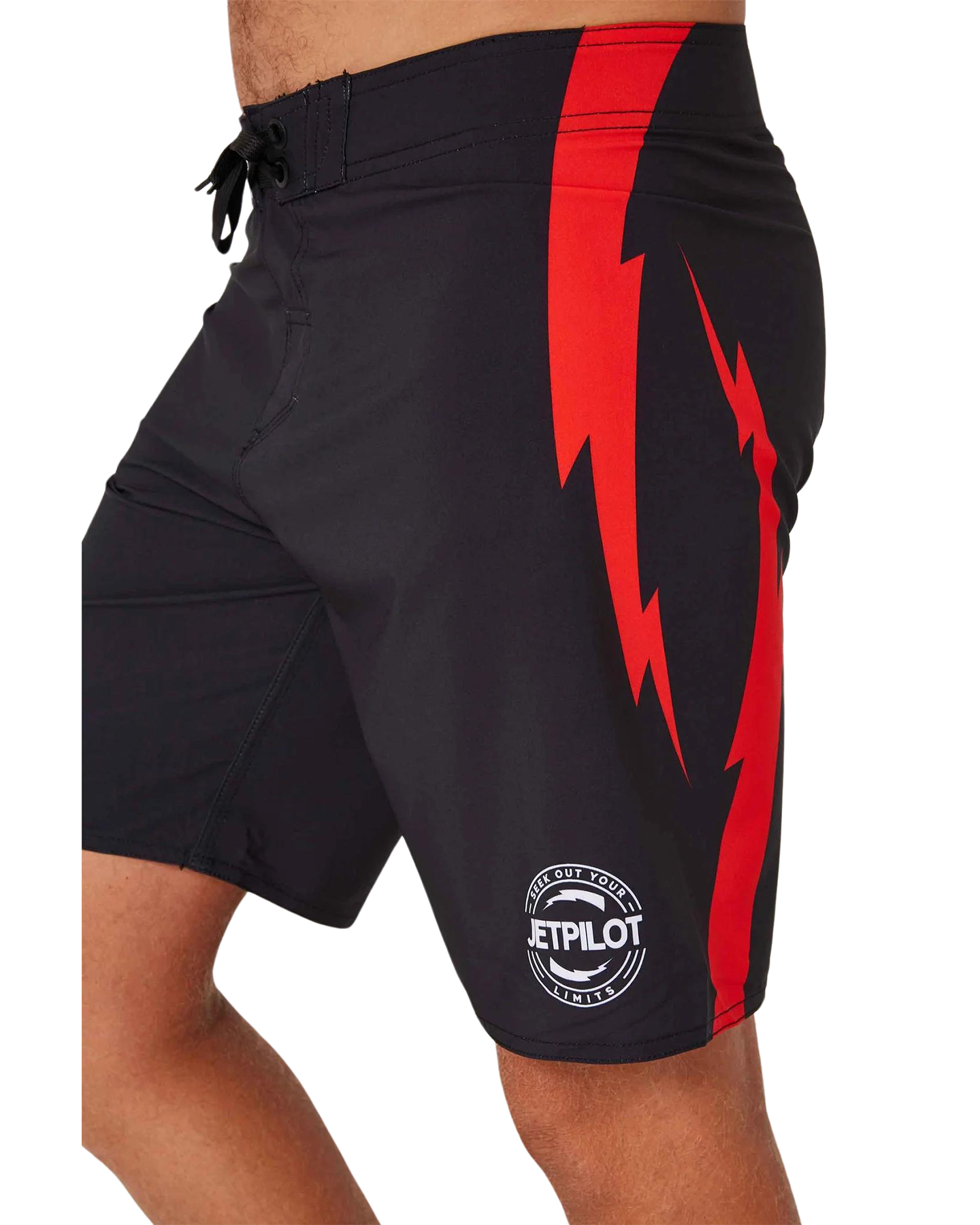 Jetpilot Bolts Men's Rideshort - Black/Red - 2024 Wetsuit Shorts - Trojan Wake Ski Snow