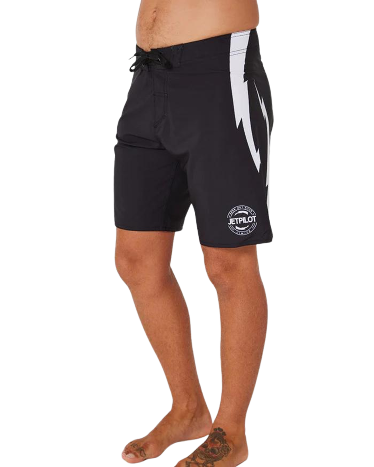 Jetpilot Bolts Men's Rideshort - Black/White - 2024 Wetsuit Shorts - Trojan Wake Ski Snow