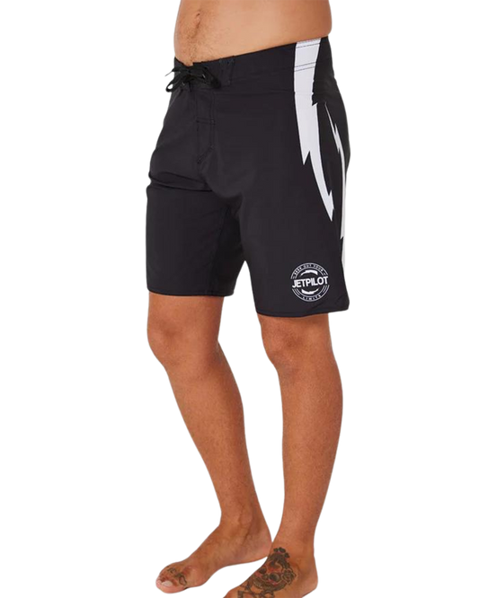 Jetpilot Bolts Men's Rideshort - Black/White - 2024 Wetsuit Shorts - Trojan Wake Ski Snow