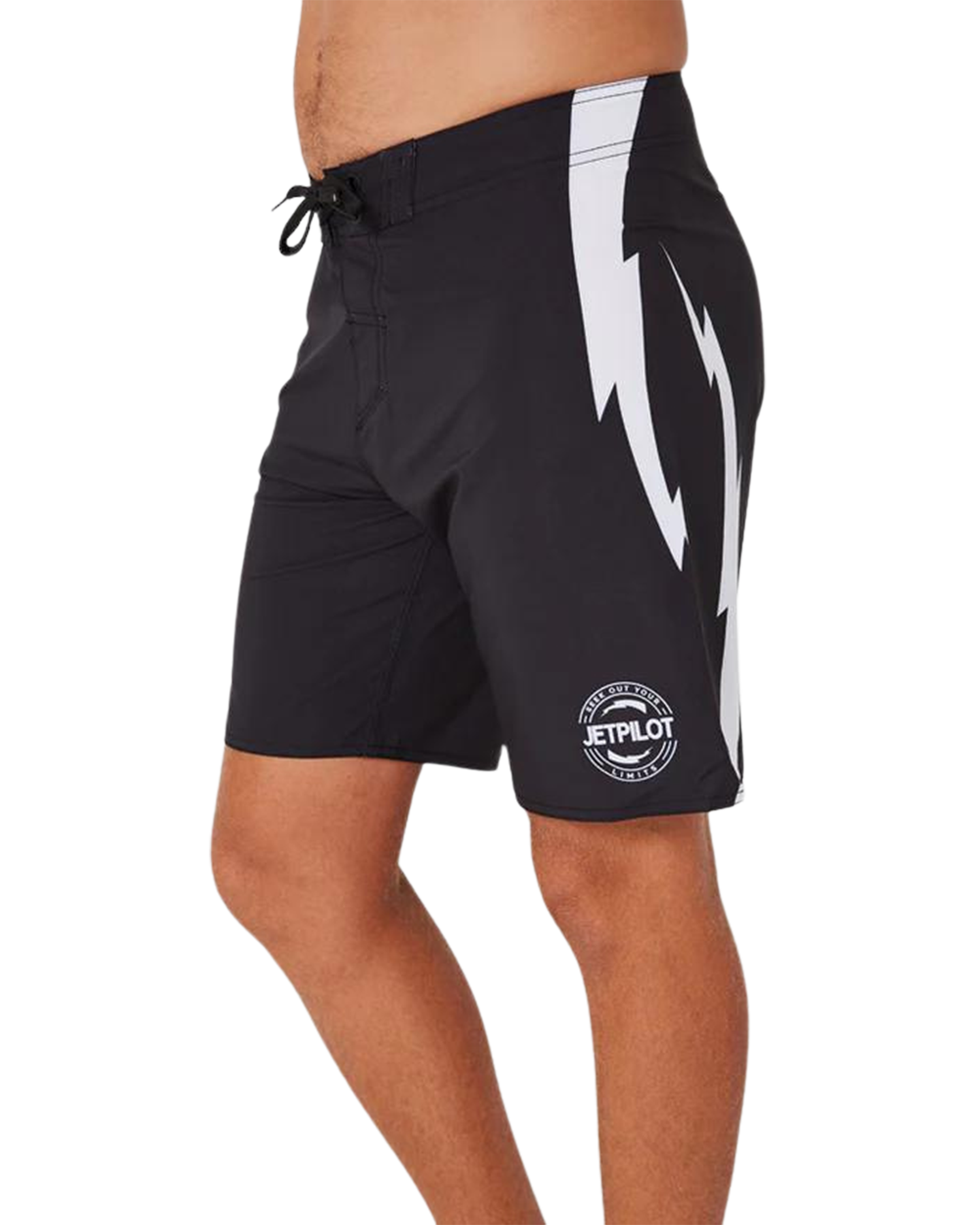 Jetpilot Bolts Men's Rideshort - Black/White - 2024 Wetsuit Shorts - Trojan Wake Ski Snow