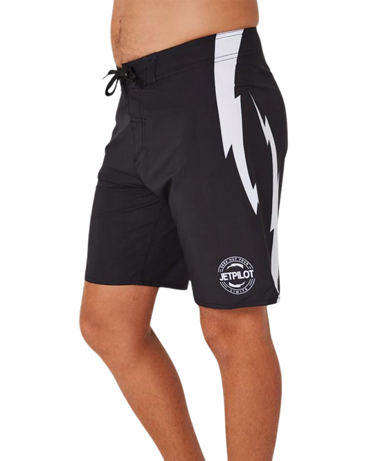 Jetpilot Bolts Men's Rideshort - Black/White - 2024 Wetsuit Shorts - Trojan Wake Ski Snow