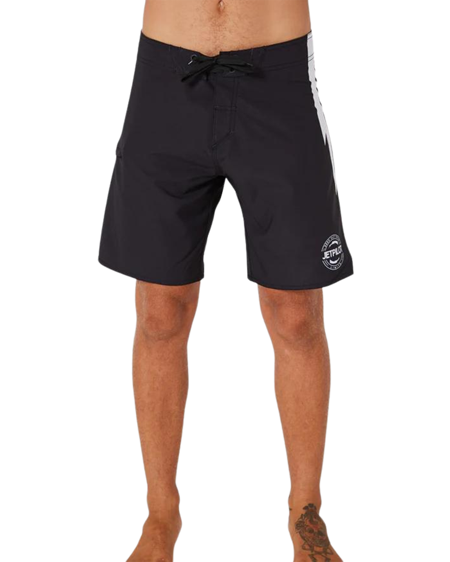 Jetpilot Bolts Men's Rideshort - Black/White - 2024 Wetsuit Shorts - Trojan Wake Ski Snow