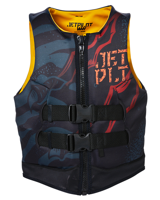 Jetpilot Boys Rex Youth Cause Neo Vest - Black Life Jackets - Trojan Wake Ski Snow