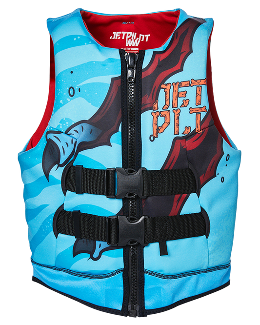 Jetpilot Boys Rex Youth Cause Neo Vest - Blue - 2024 Life Jackets - Trojan Wake Ski Snow