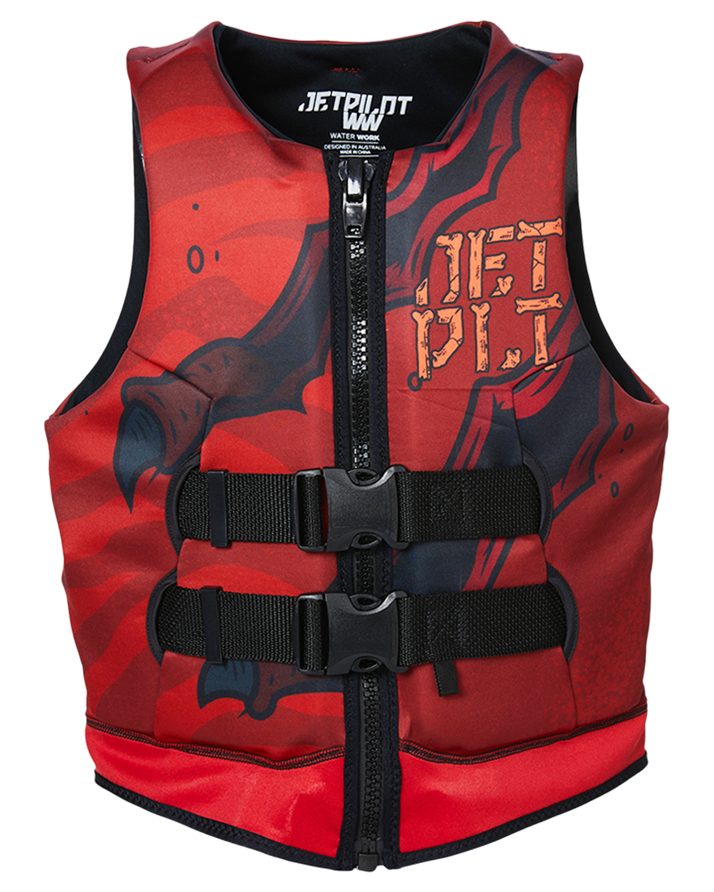 Jetpilot Boys Rex Youth Cause Neo Vest - Red - 2024 Life Jackets - Trojan Wake Ski Snow