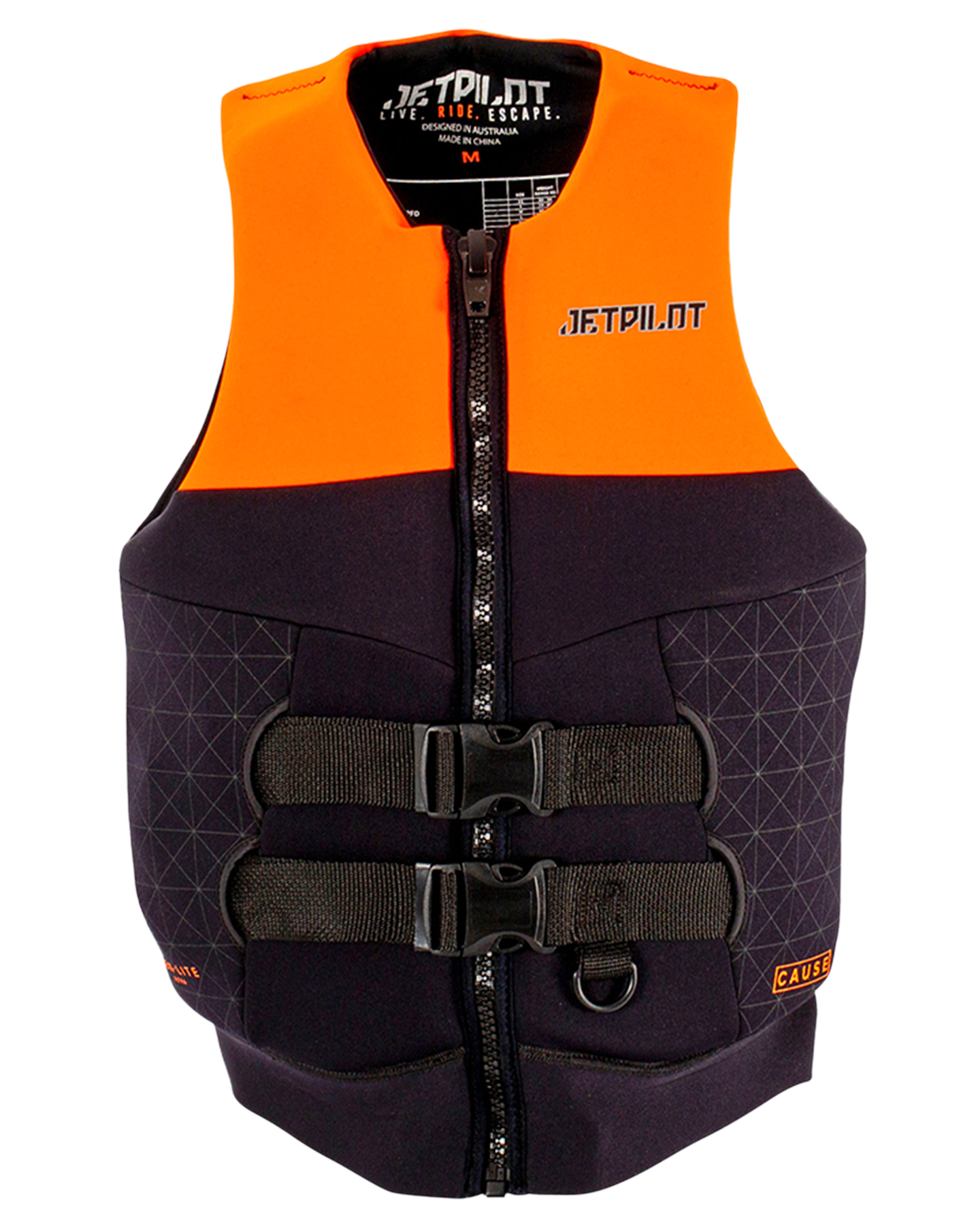 Jetpilot Cause Mens S-Grip FE Neo Vest - Orange Level 50 - 2023 Life Jackets - Trojan Wake Ski Snow