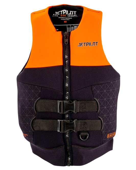 Jetpilot Cause Mens S-Grip FE Neo Vest - Orange Level 50 Life Jackets - Trojan Wake Ski Snow