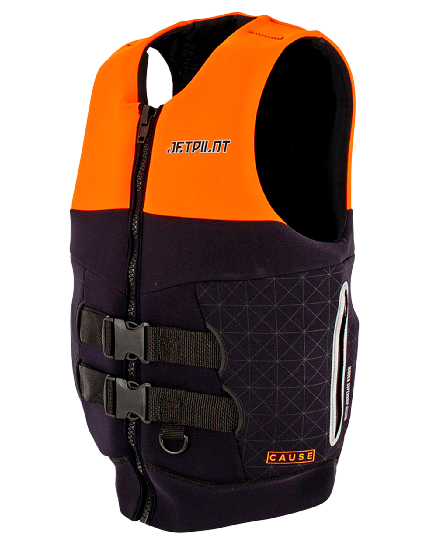 Jetpilot Cause Mens S-Grip FE Neo Vest - Orange Level 50 - 2023 Life Jackets - Trojan Wake Ski Snow