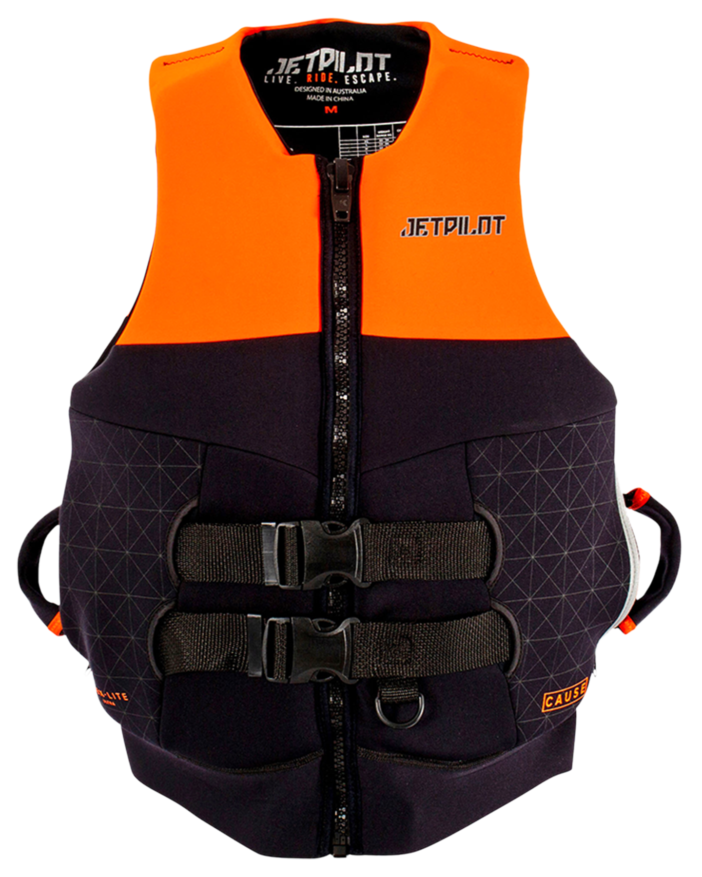 Jetpilot Cause Mens S-Grip FE Neo Vest - Orange Level 50 - 2023 Life Jackets - Trojan Wake Ski Snow