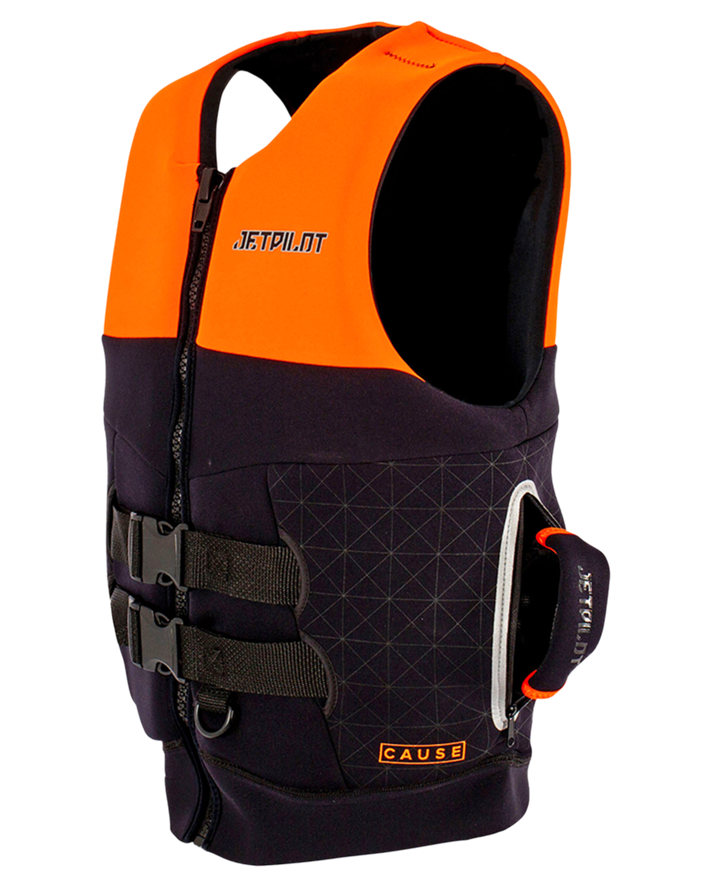 Jetpilot Cause Mens S-Grip FE Neo Vest - Orange Level 50 - 2023 Life Jackets - Trojan Wake Ski Snow