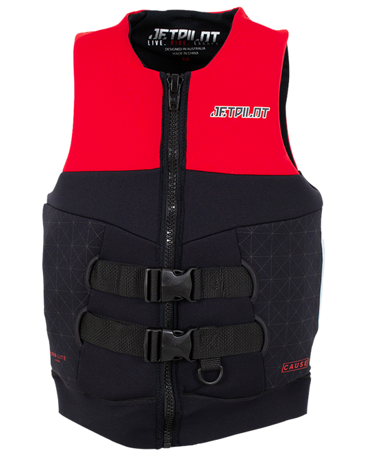 Jetpilot Cause Mens S-Grip FE Neo Vest - Red Level 50 - 2023 Life Jackets - Trojan Wake Ski Snow